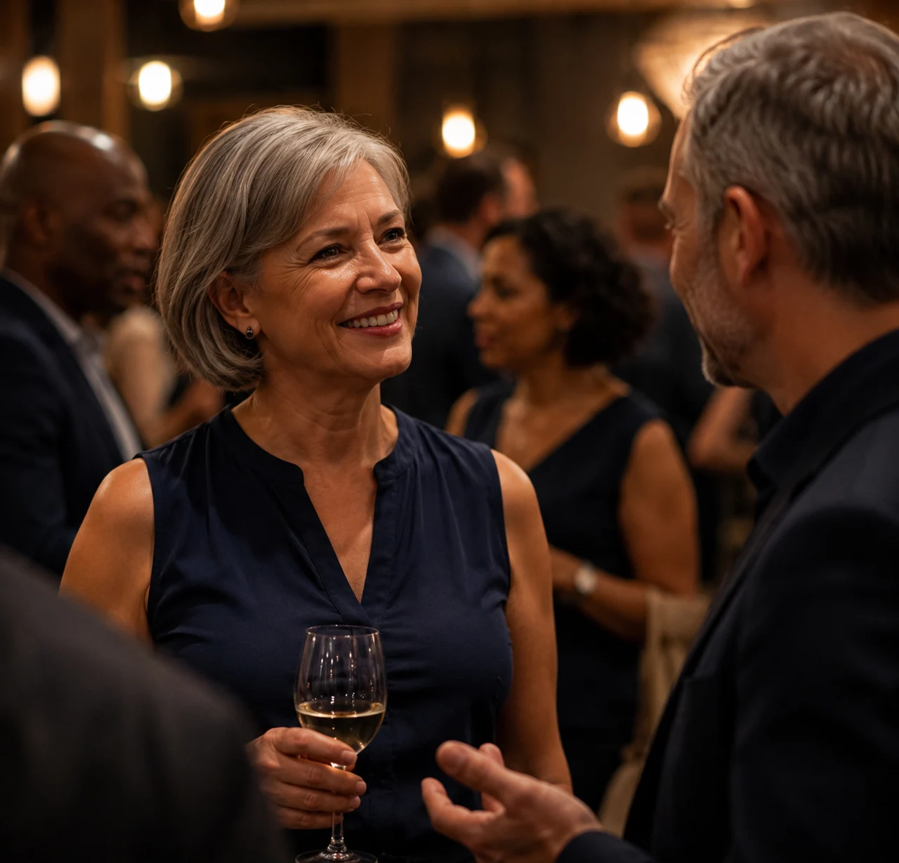 A warm conversation at a business gathering