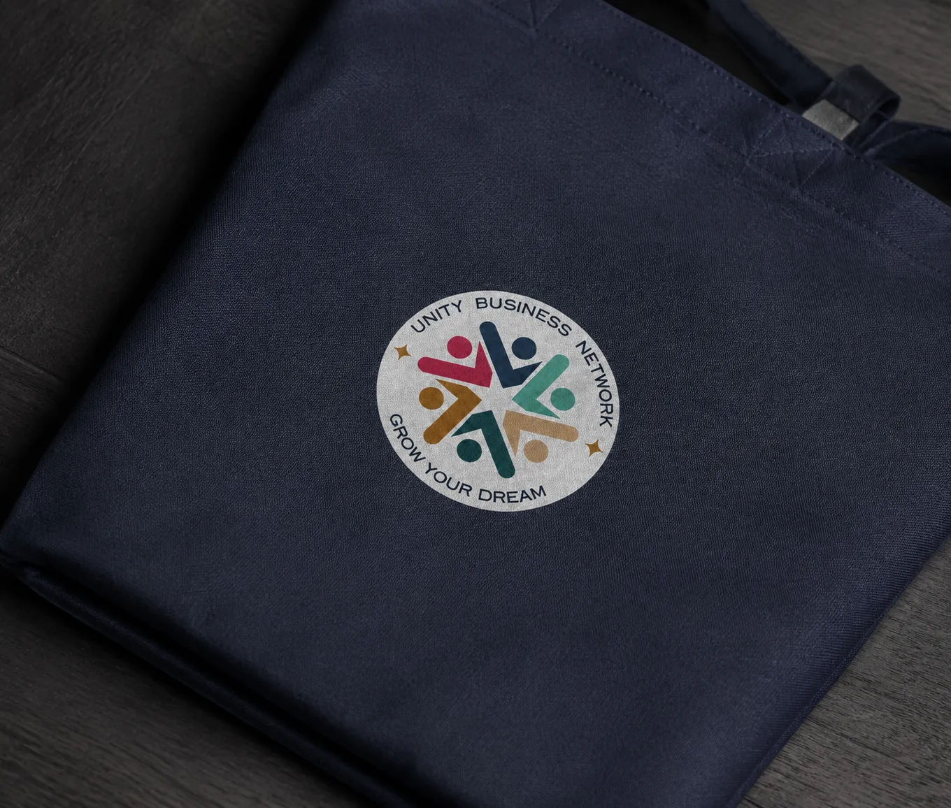 A detail of the Unity identity on canvas — concept imagery